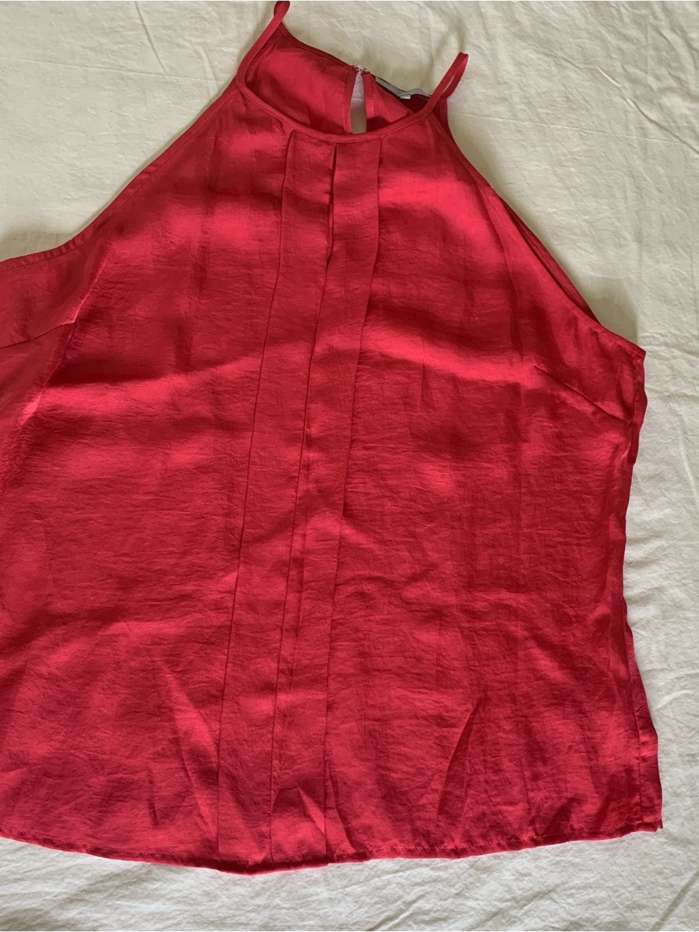 Violet & Claire Red Halter Camisole with Center Pleat